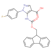 Chemical structure of 5-({[(9H-fluoren-9-yl)methoxy]carbonyl}amino)-1-(4-fluorophenyl)-1H-pyrazole-4-carboxylic acid - CSSB00135489741