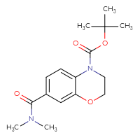 Chemical structure of tert-butyl 7-(dimethylcarbamoyl)-3,4-dihydro-2H-1,4-benzoxazine-4-carboxylate - CSSB01150687972