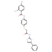 Chemical structure of 2,4-dimethyl-N-[4-({[(4-phenyl-1,3-thiazol-2-yl)carbamoyl]methyl}sulfanyl)phenyl]benzamide - CSSB20620707998