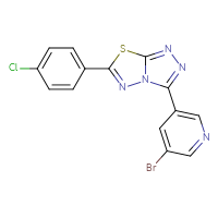 Chemical structure of 3-bromo-5-[6-(4-chlorophenyl)-[1,2,4]triazolo[3,4-b][1,3,4]thiadiazol-3-yl]pyridine - CSSB00121603917