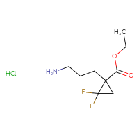 Chemical structure of ethyl 1-(3-aminopropyl)-2,2-difluorocyclopropane-1-carboxylate hydrochloride - CSSB20963515363