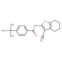 Chemical structure of 4-tert-butyl-N-(3-cyano-4,5,6,7-tetrahydro-1-benzothiophen-2-yl)benzamide - CSSB00121711995