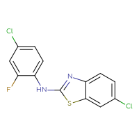 Chemical structure of 6-chloro-N-(4-chloro-2-fluorophenyl)-1,3-benzothiazol-2-amine - CSSB00020652143