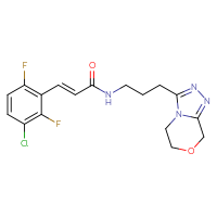 Chemical structure of (2E)-3-(3-chloro-2,6-difluorophenyl)-N-(3-{5H,6H,8H-[1,2,4]triazolo[3,4-c][1,4]oxazin-3-yl}propyl)prop-2-enamide - CSSS20447602255