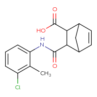 Chemical structure of 3-[(3-chloro-2-methylphenyl)carbamoyl]bicyclo[2.2.1]hept-5-ene-2-carboxylic acid - CSSB00046100049