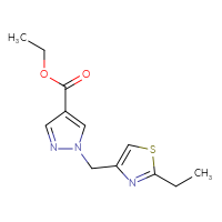 Chemical structure of ethyl 1-[(2-ethyl-1,3-thiazol-4-yl)methyl]-1H-pyrazole-4-carboxylate - CSSB00001668927