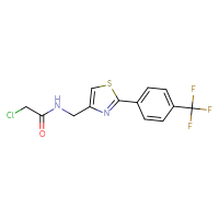 Chemical structure of 2-chloro-N-({2-[4-(trifluoromethyl)phenyl]-1,3-thiazol-4-yl}methyl)acetamide - CSSB02073511389