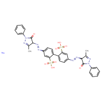 Chemical structure of 4,4'-bis[2-(3-methyl-5-oxo-1-phenyl-4,5-dihydro-1H-pyrazol-4-yl)diazen-1-yl]-[1,1'-biphenyl]-2,2'-disulfonic acid sodium - CSSB20538625610