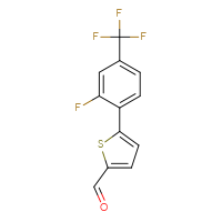 Chemical structure of 5-[2-fluoro-4-(trifluoromethyl)phenyl]thiophene-2-carbaldehyde - CSSB00102826949