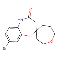 Chemical structure of 8-bromo-4,5-dihydro-3H-spiro[1,5-benzoxazepine-2,4'-oxepan]-4-one - CSSB20621662612