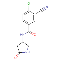 Chemical structure of 4-chloro-3-cyano-N-(5-oxopyrrolidin-3-yl)benzamide - CSSB02004733940