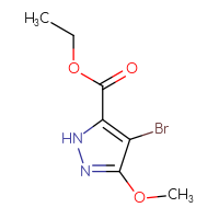 Chemical structure of ethyl 4-bromo-3-methoxy-1H-pyrazole-5-carboxylate - CSSB00010887636