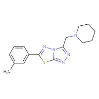 Chemical structure of 1-{[6-(3-methylphenyl)-[1,2,4]triazolo[3,4-b][1,3,4]thiadiazol-3-yl]methyl}piperidine - CSSB00121608383