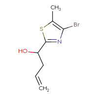 Chemical structure of 1-(4-bromo-5-methyl-1,3-thiazol-2-yl)but-3-en-1-ol - CSSB20834580237