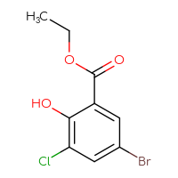 Chemical structure of ethyl 5-bromo-3-chloro-2-hydroxybenzoate - CSSB00009889005