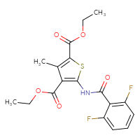 Chemical structure of 2,4-diethyl 5-(2,6-difluorobenzamido)-3-methylthiophene-2,4-dicarboxylate - CSSB00026323051