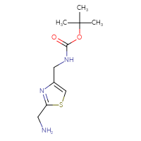 Chemical structure of tert-butyl N-{[2-(aminomethyl)-1,3-thiazol-4-yl]methyl}carbamate - CSSB00040786312