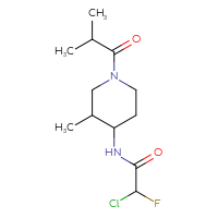 Chemical structure of 2-chloro-2-fluoro-N-[3-methyl-1-(2-methylpropanoyl)piperidin-4-yl]acetamide - CSSB21332102883