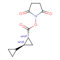 Chemical structure of rac-2,5-dioxopyrrolidin-1-yl (1R,2S)-[1,1'-bi(cyclopropane)]-2-carboxylate - CSSB02148253690