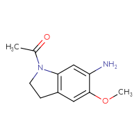 Chemical structure of 1-(6-amino-5-methoxy-2,3-dihydro-1H-indol-1-yl)ethan-1-one - CSSB00010115580