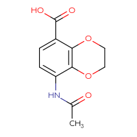 Chemical structure of 8-acetamido-2,3-dihydro-1,4-benzodioxine-5-carboxylic acid - CSSB14813058828