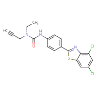 Chemical structure of 1-[4-(4,6-dichloro-1,3-benzothiazol-2-yl)phenyl]-3-ethyl-3-(prop-2-yn-1-yl)urea - CSSB03624767049