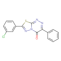 Chemical structure of 7-(3-chlorophenyl)-3-phenyl-4H-[1,3,4]thiadiazolo[2,3-c][1,2,4]triazin-4-one - CSSB00121637095