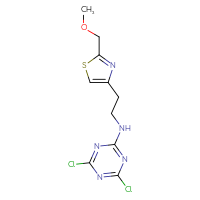 Chemical structure of 4,6-dichloro-N-{2-[2-(methoxymethyl)-1,3-thiazol-4-yl]ethyl}-1,3,5-triazin-2-amine - CSSB14930815427