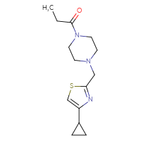 Chemical structure of 1-{4-[(4-cyclopropyl-1,3-thiazol-2-yl)methyl]piperazin-1-yl}propan-1-one - CSSB01076272915