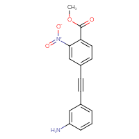 Chemical structure of methyl 4-[2-(3-aminophenyl)ethynyl]-2-nitrobenzoate - CSSB21298174389