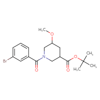 Chemical structure of tert-butyl 1-(3-bromobenzoyl)-5-methoxypiperidine-3-carboxylate - CSSB07965392611