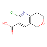 Chemical structure of 2-chloro-5H,7H,8H-pyrano[4,3-b]pyridine-3-carboxylic acid - CSSB00020919605