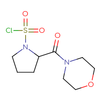 Chemical structure of 2-(morpholine-4-carbonyl)pyrrolidine-1-sulfonyl chloride - CSSB06377486019