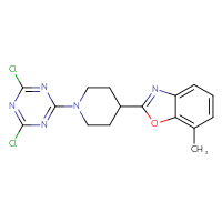 Chemical structure of 2-[1-(4,6-dichloro-1,3,5-triazin-2-yl)piperidin-4-yl]-7-methyl-1,3-benzoxazole - CSSB21332069821