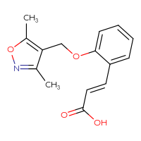 Chemical structure of (2E)-3-{2-[(3,5-dimethyl-1,2-oxazol-4-yl)methoxy]phenyl}prop-2-enoic acid - CSSB00020597314