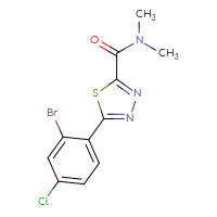 Chemical structure of 5-(2-bromo-4-chlorophenyl)-N,N-dimethyl-1,3,4-thiadiazole-2-carboxamide - CSSB15048409161