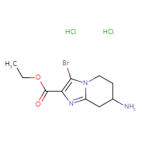 Chemical structure of ethyl 7-amino-3-bromo-5H,6H,7H,8H-imidazo[1,2-a]pyridine-2-carboxylate dihydrochloride - CSSB20895627652