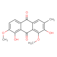Chemical structure of 2,8-dihydroxy-1,7-dimethoxy-3-methyl-9,10-dihydroanthracene-9,10-dione - CSSB14823689410