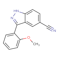 Chemical structure of 3-(2-methoxyphenyl)-1H-indazole-5-carbonitrile - CSSB00160512595