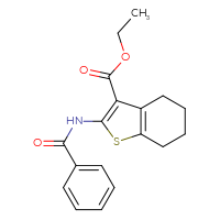 Chemical structure of ethyl 2-benzamido-4,5,6,7-tetrahydro-1-benzothiophene-3-carboxylate - CSSB00027982254