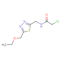 Chemical structure of 2-chloro-N-{[5-(ethoxymethyl)-1,3,4-thiadiazol-2-yl]methyl}acetamide - CSSB02483324355
