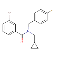 Chemical structure of 3-bromo-N-(cyclopropylmethyl)-N-[(4-fluorophenyl)methyl]benzamide - CSSB02122046165