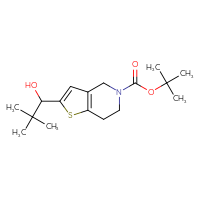 Chemical structure of tert-butyl 2-(1-hydroxy-2,2-dimethylpropyl)-4H,5H,6H,7H-thieno[3,2-c]pyridine-5-carboxylate - CSSB00022369980