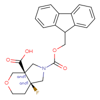 Chemical structure of rac-(3aR,7aR)-2-{[(9H-fluoren-9-yl)methoxy]carbonyl}-7a-fluoro-octahydropyrano[3,4-c]pyrrole-3a-carboxylic acid - CSSB20620679519