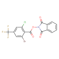 Chemical structure of 1,3-dioxo-2,3-dihydro-1H-isoindol-2-yl 2-bromo-6-chloro-4-(trifluoromethyl)benzoate - CSSB06270181719