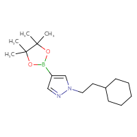 Chemical structure of 1-(2-cyclohexylethyl)-4-(4,4,5,5-tetramethyl-1,3,2-dioxaborolan-2-yl)-1H-pyrazole - CSSB00021929819