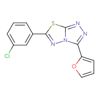 Chemical structure of 6-(3-chlorophenyl)-3-(furan-2-yl)-[1,2,4]triazolo[3,4-b][1,3,4]thiadiazole - CSSB00121637352