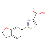 Chemical structure of 2-(2,3-dihydro-1-benzofuran-6-yl)-1,3-thiazole-4-carboxylic acid - CSSB00128790795