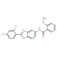 Chemical structure of N-[2-(2,4-dichlorophenyl)-1,3-benzoxazol-5-yl]-2-methoxybenzamide - CSSB00121712481