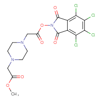 Chemical structure of methyl 2-(4-{2-oxo-2-[(4,5,6,7-tetrachloro-1,3-dioxo-2,3-dihydro-1H-isoindol-2-yl)oxy]ethyl}piperazin-1-yl)acetate - CSSB20271238313